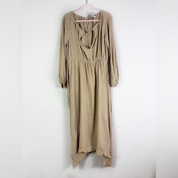 Zara Limited Edition Bohemian Taupe Tan Midi Dress size Large - Picture 14 of 14